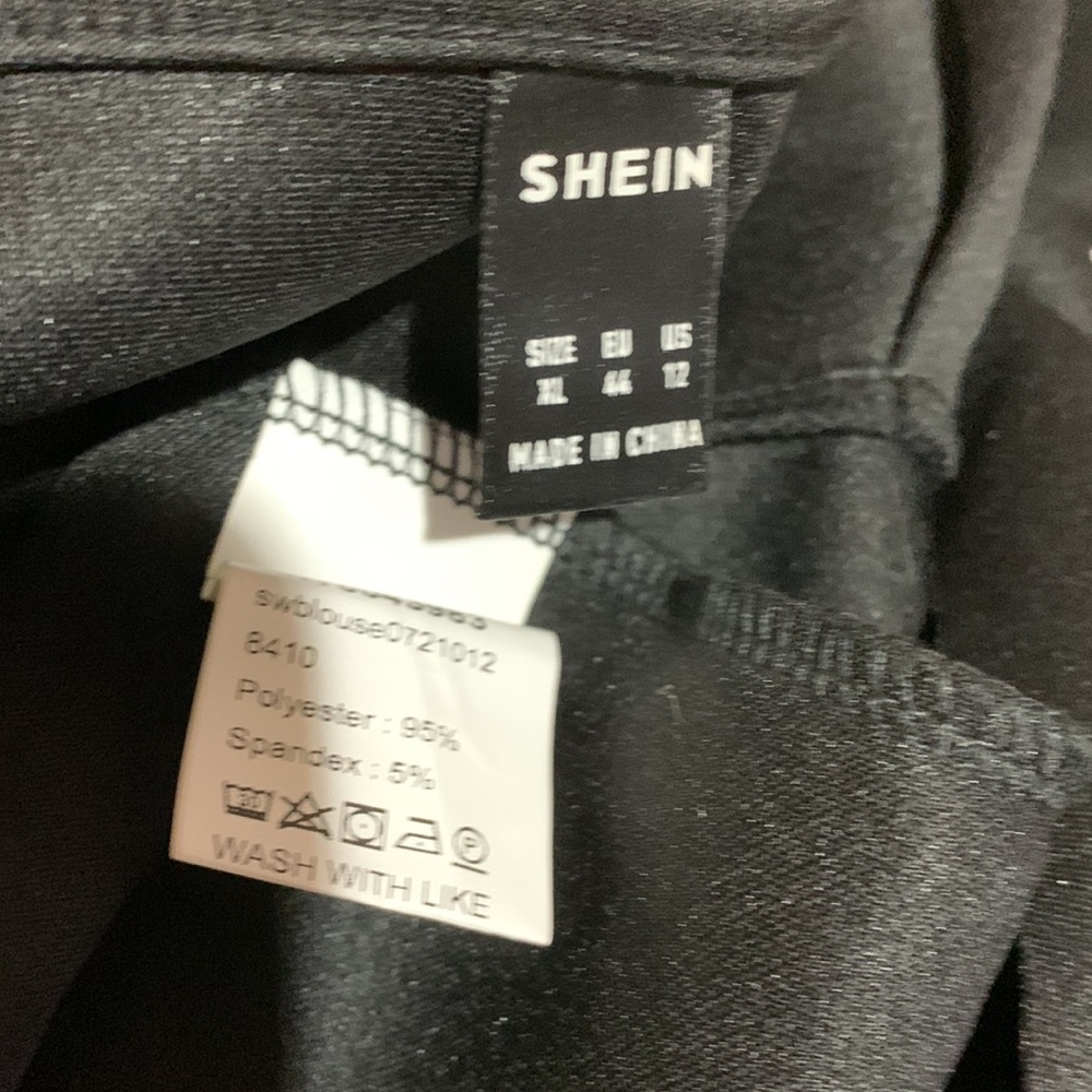 Shein Top Open Cardigan 12 Short Sleeve Ties in the Front Black Stretchy - Picture 13 of 14